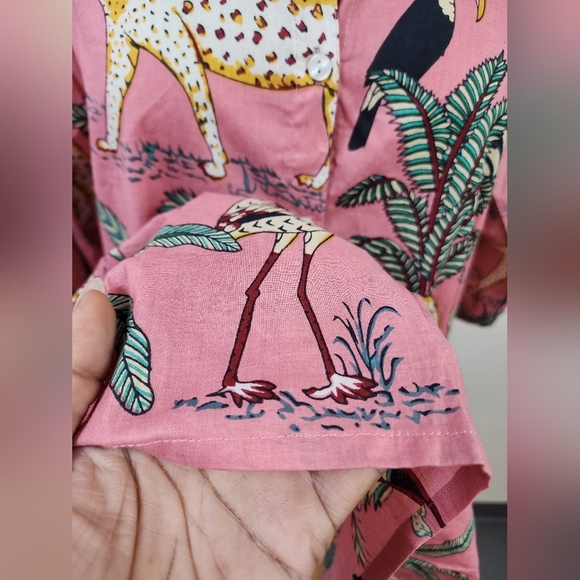 Fox & Hen Pink Animal & Leaf Print Dress Size XLarge - Picture 12 of 16